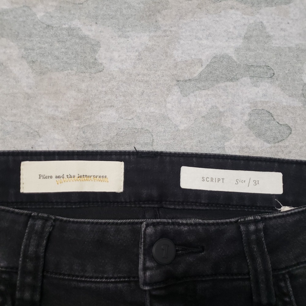 Pilcro and The Letterpress Jeans Womens 31 Black Embroidered Boho Ornate Skinny - Picture 6 of 12